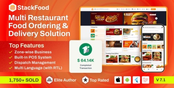 Download #StackFood Multi Restaurant v7.1 Nulled – Food Delivery App with Laravel Admin and Restaurant Panel Source