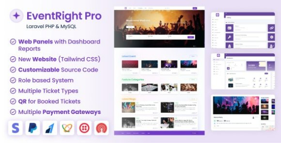 Download #EventRight Pro v2.0.0 Nulled – Ticket Sales and Event Booking & Management System with Website & Web Panels (SaaS) Script