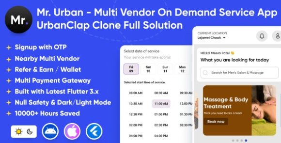 Download #Mr. Urban v1.0 – Multi Vendor On Demand Home Service App | UrbanClap Clone | Android & iOS Full Solution Source