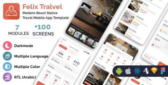 Felix Travel v1.1.11 – Mobile React Native Travel App Template Source