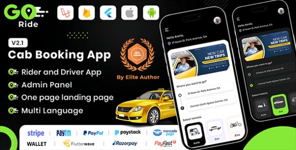 Download #GORIDE v2.1 – InDriver Clone | Flutter Complete Taxi Booking Solution with Bidding Option App Source