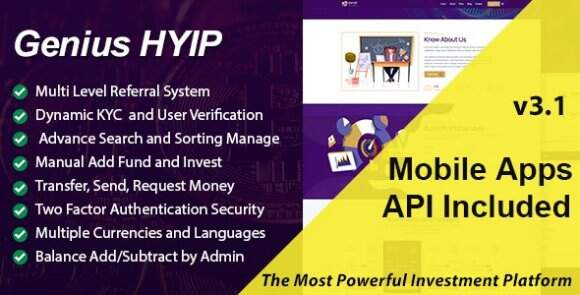 Download #Genius HYIP v3.1 Nulled – All in One Investment Platform Script