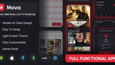 Mova Movie Web Series Live TV Streaming Flutter App Script with Admin Panel