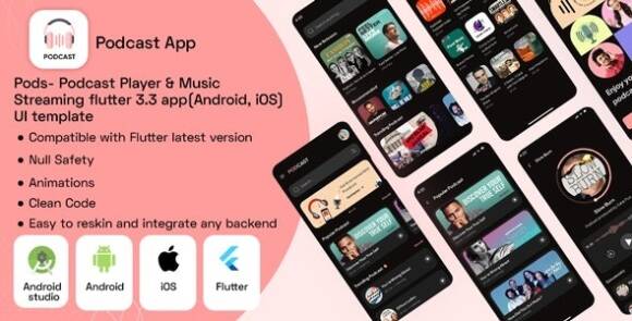 Download #Pods v1.0 – Podcast Player & Music Streaming Flutter App (Android, iOS) UI Template Source