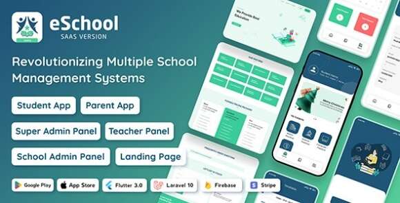 Download #eSchool SaaS v1.1.1 Nulled – School Management System with Student | Parents Flutter App | Laravel Admin