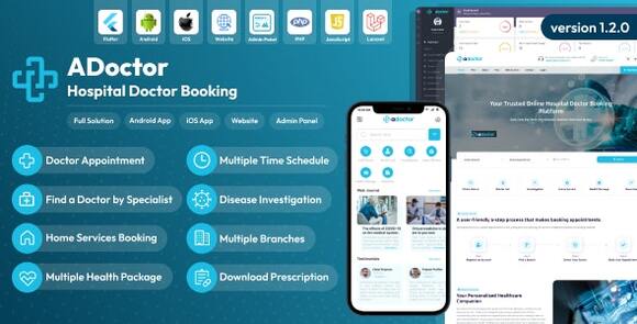Download #ADoctor v1.2.0 Nulled – Hospital Doctor Booking Android and iOS App | Website | Admin Panel Source