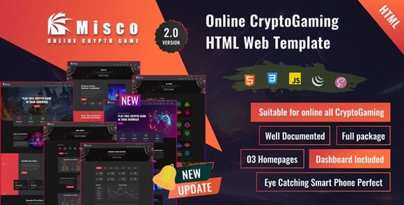 Download #Miscoo v2.0 – Online CryptoGaming HTML Template