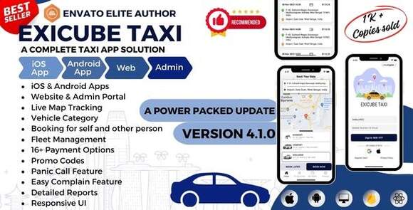 Download #Exicube Taxi App v4.1.4 – Source Code with Admin Panel
