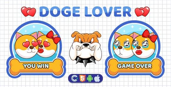 Download #Premium Doge Lover – HTML5 Game, Construct 3 Source
