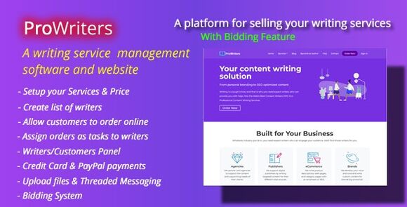 Download #ProWriters v2.0 – Sell Writing Services Online PHP Script