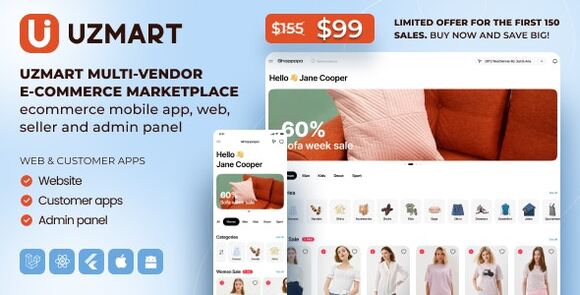 Download #UzMart v1.0 Nulled – Multi-Vendor E-commerce Marketplace – eCommerce Mobile App, Web, Seller and Admin Panel Script
