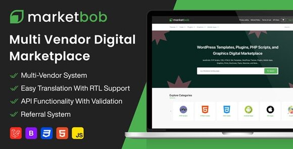 Download #Marketbob v1.0 Nulled – Multi-Vendor Digital Marketplace PHP Script
