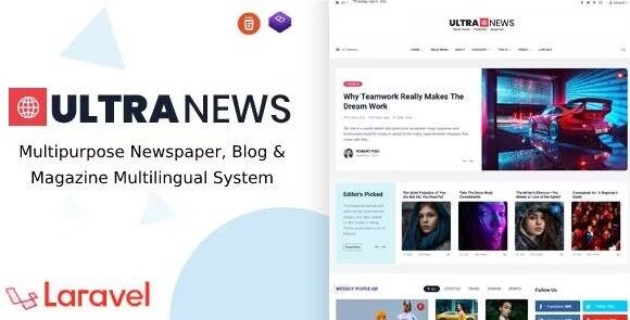 Download #UltraNews v3.4.0 Nulled – Laravel Newspaper, Blog Multilingual System with Support AI Writer, Content Generator Script
