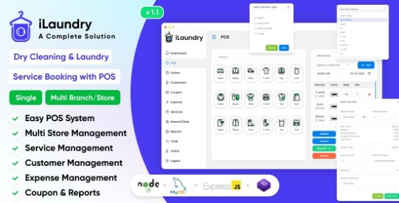 Download #iLaundry v1.1 – Dry Cleaning & Laundry Service Booking with POS | Single & Multi Branch Complete Solution Script