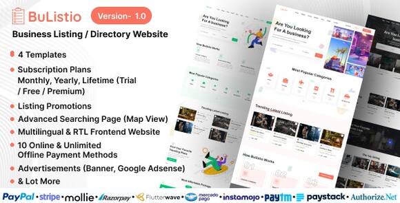 Download #Bulistio v1.0 Nulled – Business Listing / Directory Website (Subscription Based) PHP Script