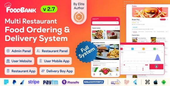 Download #FoodBank Multi Restaurant v2.6 – Food Delivery App | Restaurant App with Admin & Restaurant Panel Source