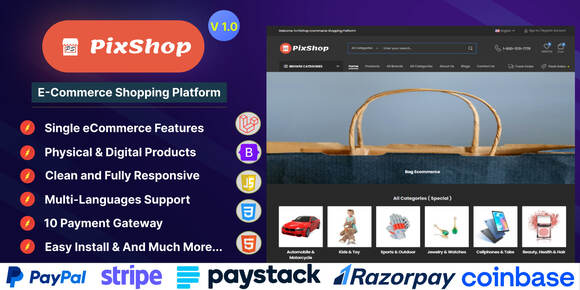 Download #PixShop v1.0 – E-Commerce Shopping Platform Script