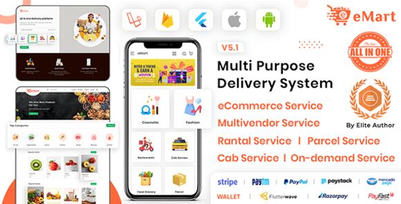 Download #eMart v5.1 – Multivendor Food, On-demand, eCommerce, Parcel, Taxi Booking, Car Rent App with Admin & Web