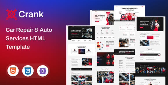 Crank Car Repair and Auto Services HTML5 Template