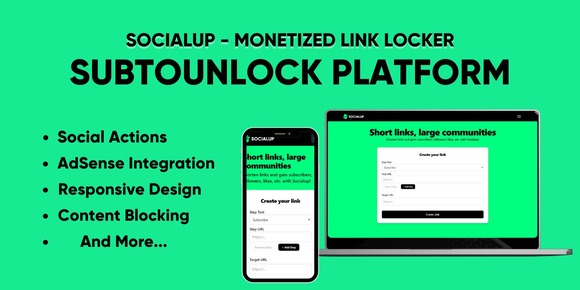 SocialUp Monetized Social Unlock Link Script