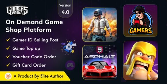 Gamers Arena Digital Online Game Store Game Top-up Voucher and Gamer ID Selling Script