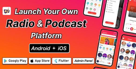 DTRadio Online Radio Podcasts Live Events Flutter App with Admin Panel