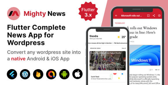 Mighty News Flutter News App with WordPress Backend