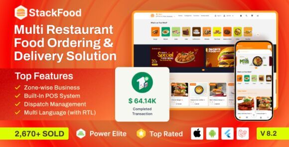 StackFood Multi Restaurant Food Delivery App with Laravel Admin