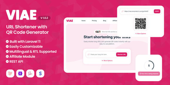 Download Viae v1.0.2 – URL Shortener with QR Code Generator Script