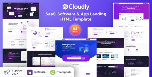 Cloudly SaaS Software and App Landing HTML Template