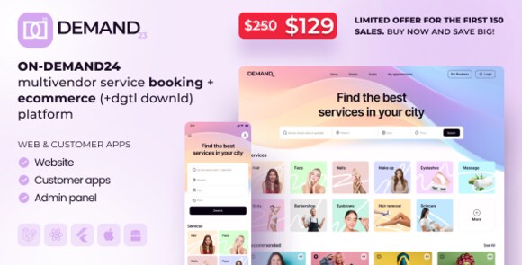 On-Demand24 Multivendor Service Booking eCommerce Digital Download App