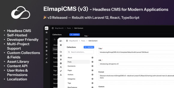 ElmapiCMS Headless CMS for building Content API Script
