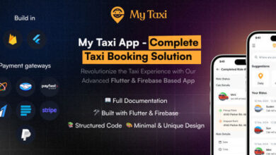MyTaxi Complete Flutter Taxi Booking Intercity Ride and Parcel Delivery App with Admin