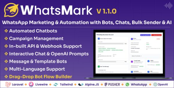 WhatsMark WhatsApp Marketing and Automation with Bots Chats Bulk Sender and AI Script