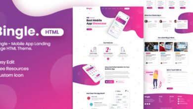 Bingle Mobile App Landing Page HTML Theme