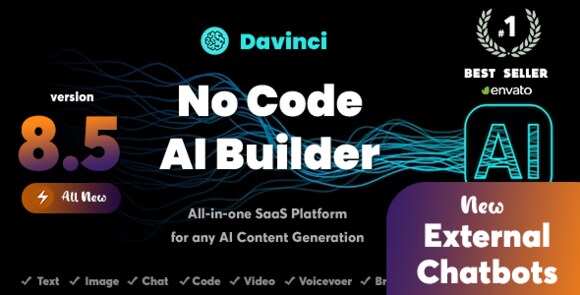 Davinci AI OpenAI Content Text Image Voice Chat Code Transcript and Video Generator