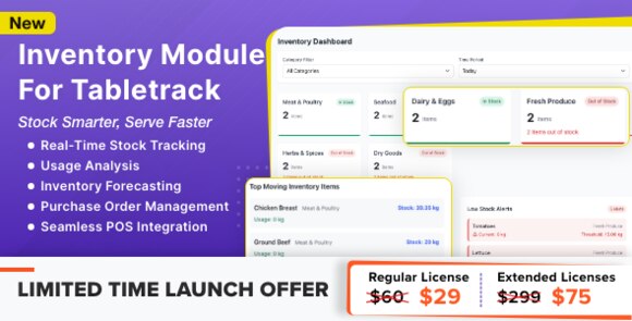 Inventory Module for Tabletrack Addon