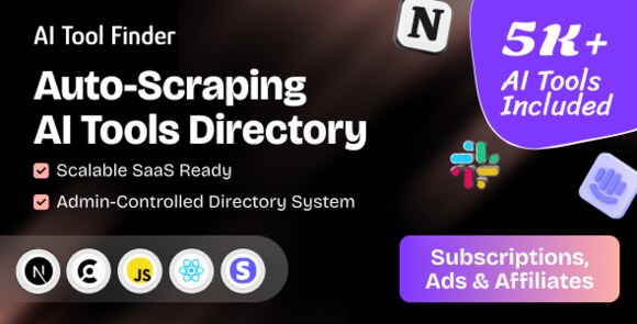 Download AI Tools Finder v1.8.0 – Auto-Scraping AI Directory with 5,000+ Tools, Subscriptions, Ads & Affiliates
